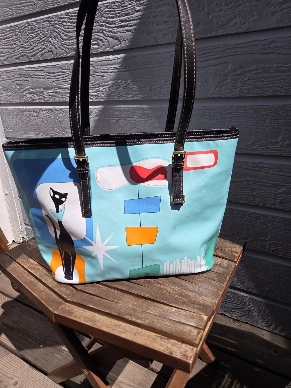 Retro Mid-Century Modern "Atomic Cat" Shoulder Bag Tote